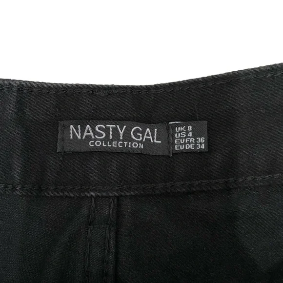 Nasty Gal NWT School Day Distressed Mom Jeans 4 Black High Rise Destroyed - Picture 4 of 7